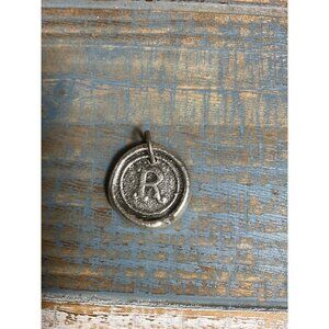 Vintage Silver R Initial Pendant Charm Jewelry Accessory Retro Style Piece